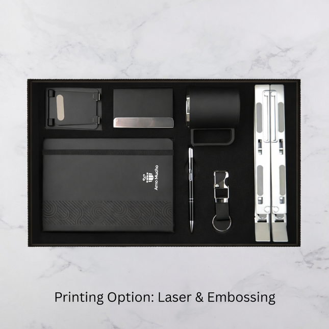 Luxury Black E Notebook Laptop Stand Mobile Stand Mug and Accessories Set (MOQ - 25)