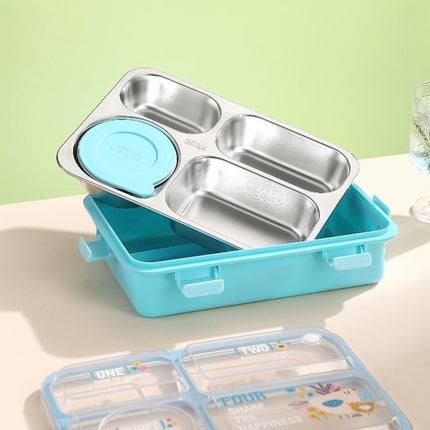 Bento Lunch Box with 3 Compartments For Kids (Blue/Green/Pink)