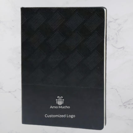 Deep Black Slanting Box Design PU Cover Diary (MOQ- 25)