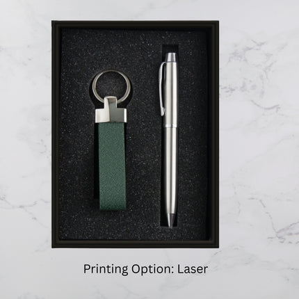 Ball Pen and Emerald Green Keychain Gift Set (MOQ - 25)