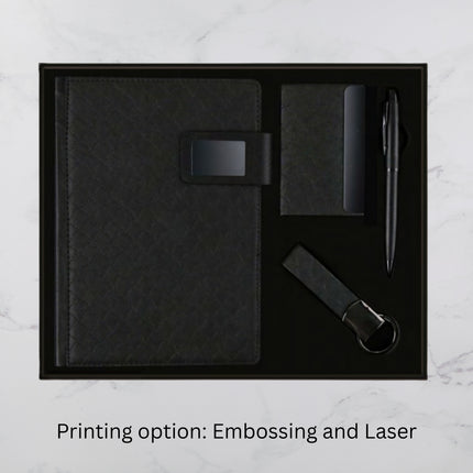 Black Designed Diary Keychain Card Holder & Ball Pen Set (MOQ - 25)