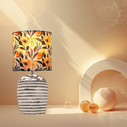 Floral Design Wooden Table Lamp