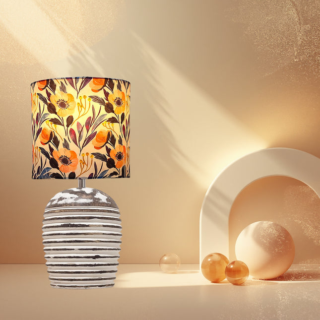 Floral Design Wooden Table Lamp