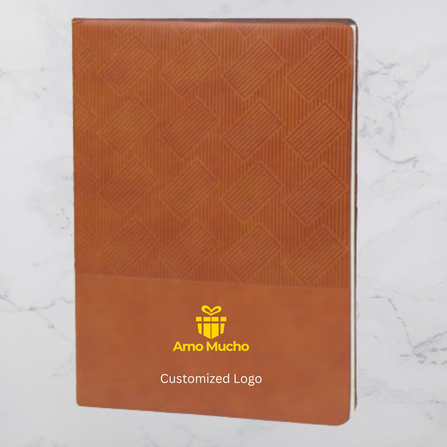 Brown Slanting Box Design PU Cover Diary (MOQ- 25)