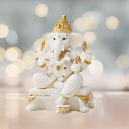White and Gold Ganesha Figurine