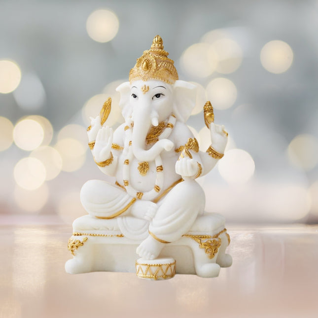White and Gold Ganesha Figurine