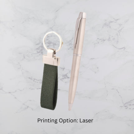 Ball Pen and Emerald Green Keychain Gift Set (MOQ - 25)
