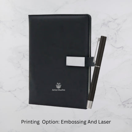 Black Smooth PU Cover Diary & Ball Pen Set (MOQ - 25)