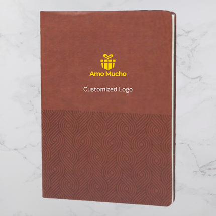 Hazelnut Color Curved Lines Design PU Cover Diary (MOQ- 25)