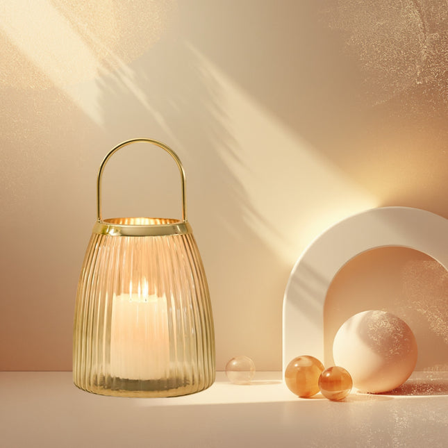 Ribbed Glass Lantern