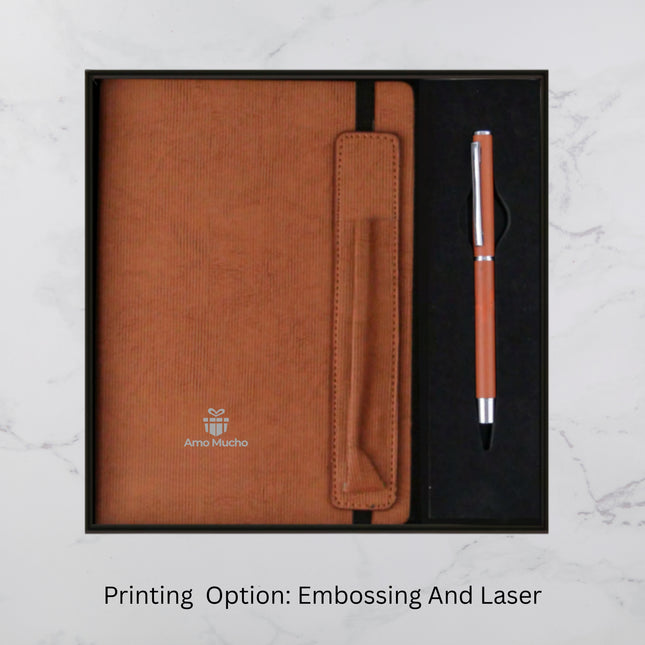 Brown Colour PU Cover Diary & Ball Pen Set (MOQ -25)