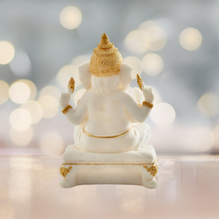 White and Gold Ganesha Figurine