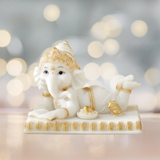 Ganesha Reading Book Figurine