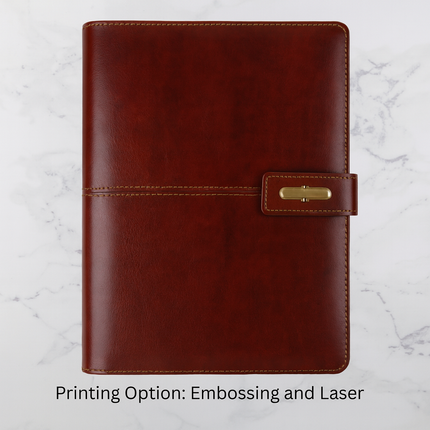 Rich Brown PU Leather Organizer with Magnetic Flap (MOQ - 25)