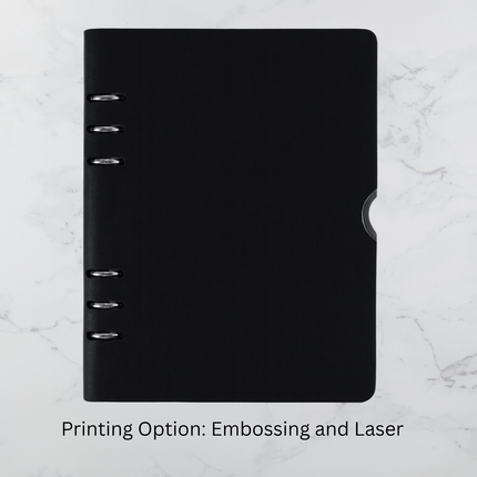 Classic Tan Leatherette Ring Binder Organizer (MOQ - 25)