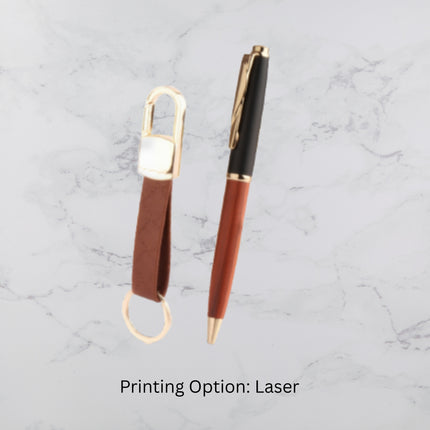Premium Brown Ball Pen and Keychain Gift Set (MOQ - 25)