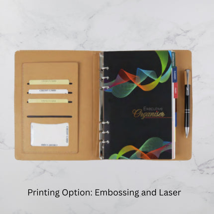 Professional Tan Leather Organizer with Metal Clasp (MOQ - 25)