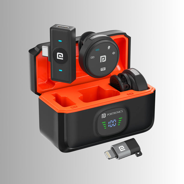 Portronics Vlogmate 3 Dual Microphone with Charging Case