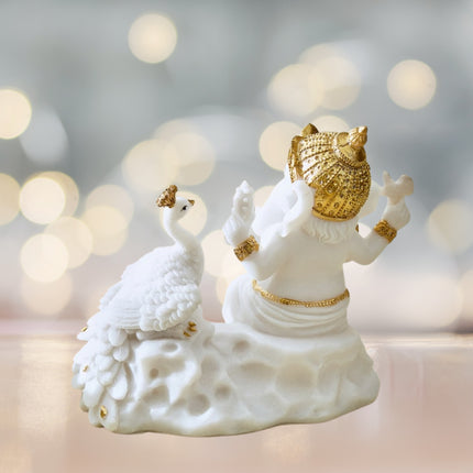 Ganesha With Peacock Figurine