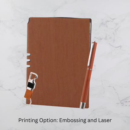 Brown Soft Smooth Diary Keychain & Ball Pen Set (MOQ - 25)