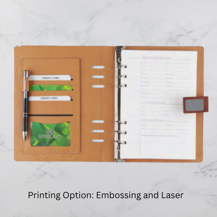 Brown PU Leather Organizer with Metal Clasp & Ring Binding (MOQ - 25)