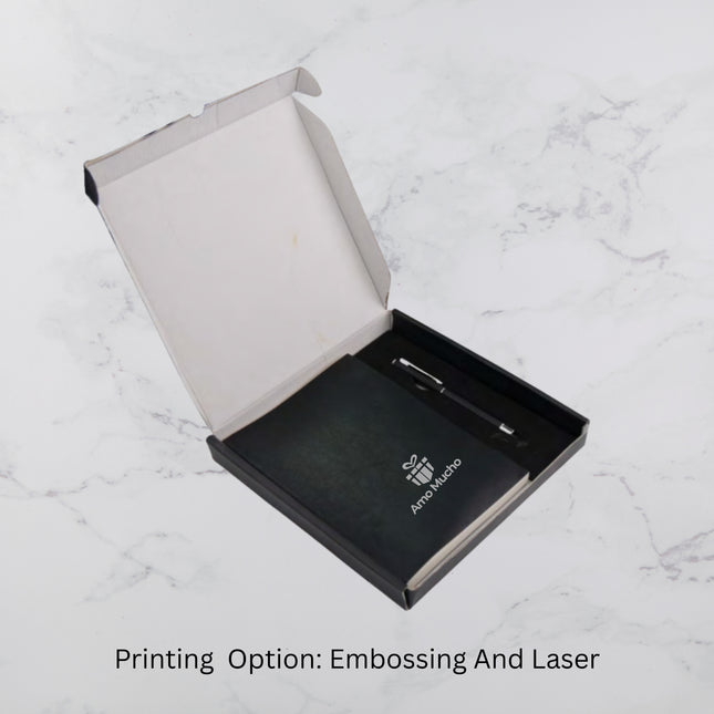 Black Elegant PU Cover Diary & Ball Pen Set (MOQ - 25)