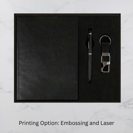 Plain Black Diary Keychain & Ball Pen Set (MOQ - 25)