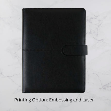 Black Premium PU Leather Organizer with Magnetic Flap Closure (MOQ - 25)