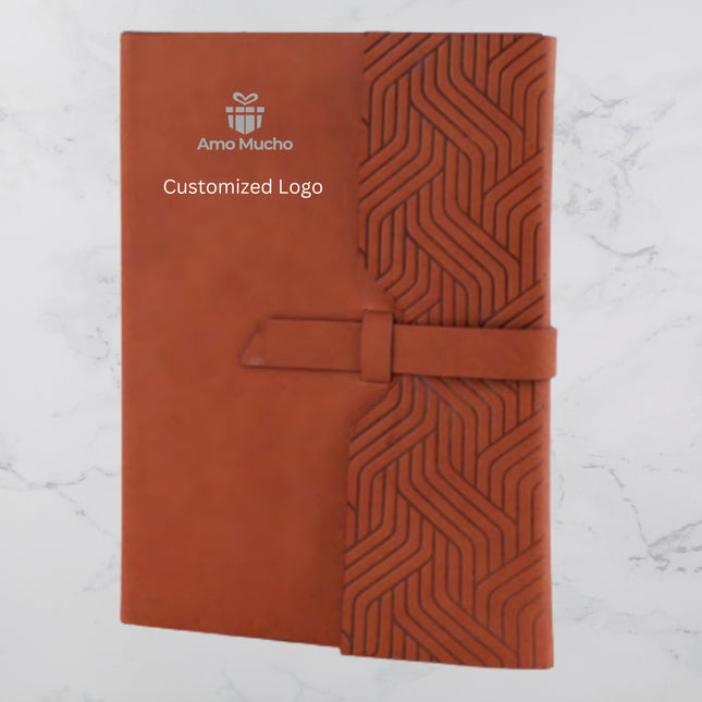 Brown Smooth PU Cover with Designed Flap Lock (MOQ- 25)