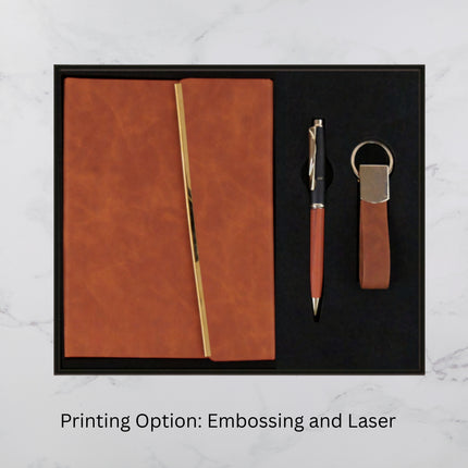 Caramel Brown Diary Keychain & Ball pen set (MOQ -25)