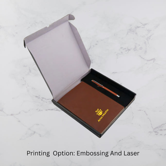 Brown Elegant PU Cover Diary & Ball Pen Set (MOQ - 25)