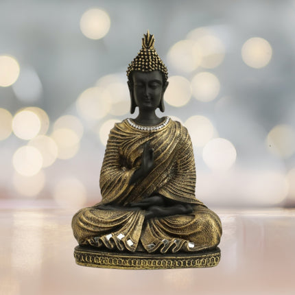Black Golden Sitting Buddha Figurine