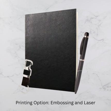 Plain Black Diary Keychain & Ball Pen Set (MOQ - 25)