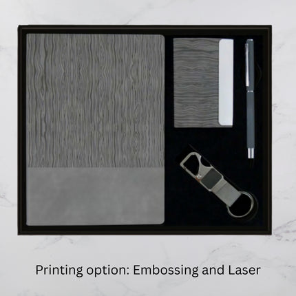 Grey Timber Design Diary Keychain Card Holder & Ball Pen Set (MOQ - 25)