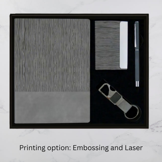 Grey Timber Design Diary Keychain Card Holder & Ball Pen Set (MOQ - 25)