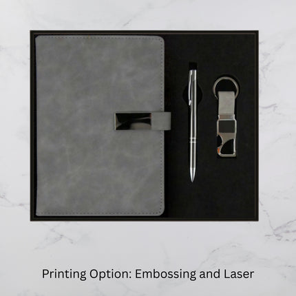 Grey Strap Lock Diary Keychain & Ball Pen Set (MOQ - 25)