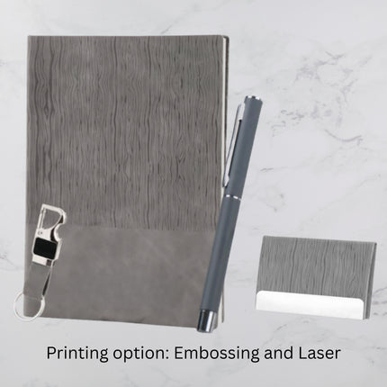 Grey Timber Design Diary Keychain Card Holder & Ball Pen Set (MOQ - 25)