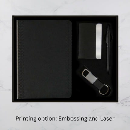 Black Side Design Diary Keychain Card Holder & Ball Pen Set (MOQ - 25)