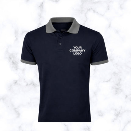 Dark Blue with Grey Contrast Pattern Polo Tshirt