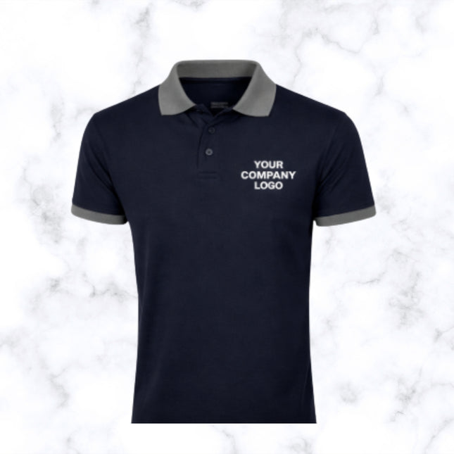 Dark Blue with Grey Contrast Pattern Polo Tshirt