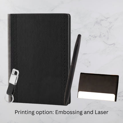 Black Side Design Diary Keychain Card Holder & Ball Pen Set (MOQ - 25)