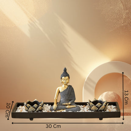Sitting Buddha with Candle Holders