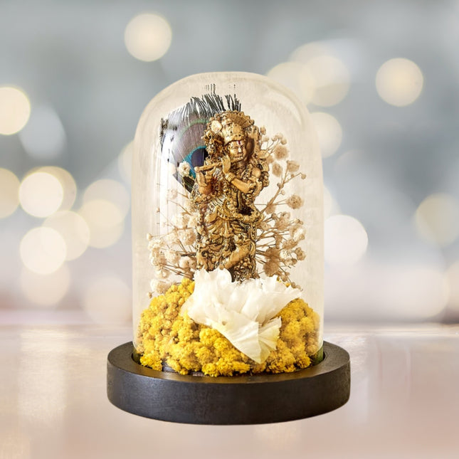 Krishna In Glass Dome Figurine