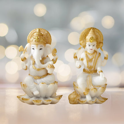 Set Of 2 Ganesh and Lakshmi Figurine