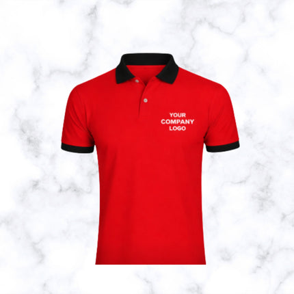 Red and Black Contrast Pattern Polo T- Shirt