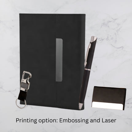 Black Flap Design Diary Keychain Card Holder & Ball Pen Set (MOQ - 25)