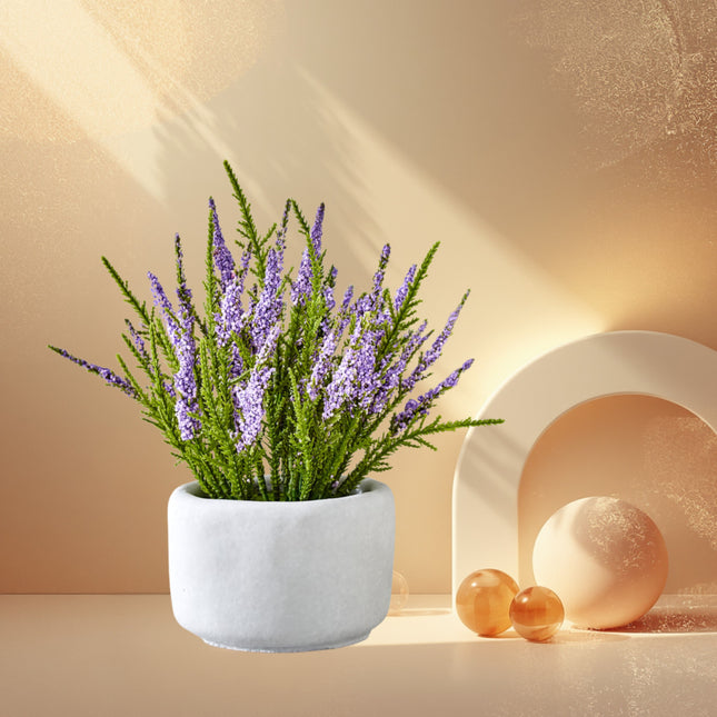 Pine Needle Flowers in Cement Pot