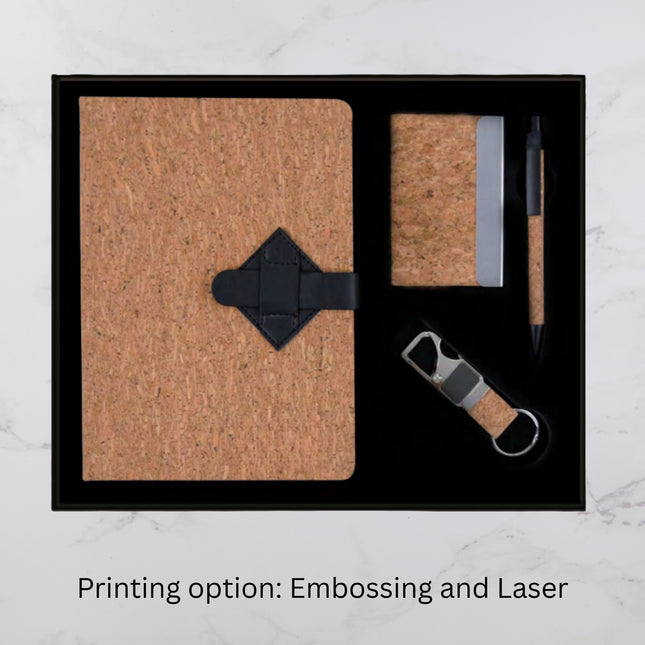 Cork Cover Diary Keychain Card Holder & Ball Pen Set (MOQ - 25)