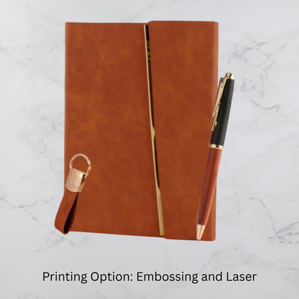 Caramel Brown Diary Keychain & Ball pen set (MOQ -25)