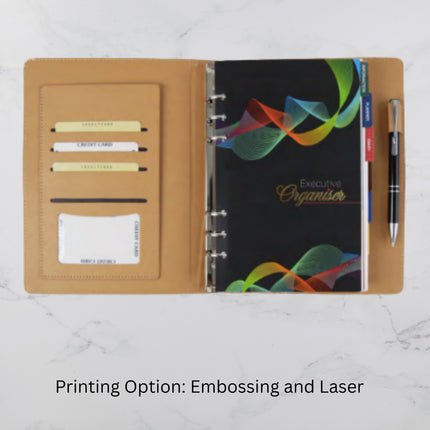 Black Premium PU Leather Organizer with Magnetic Flap Closure (MOQ - 25)